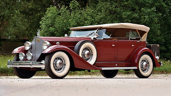 Packard Twelve Sport Phaeton 1933, cabriolet, vintage, phaeton, 1933, elegante, classico, packard, dodici, antico, sport, Sfondo HD HD wallpaper