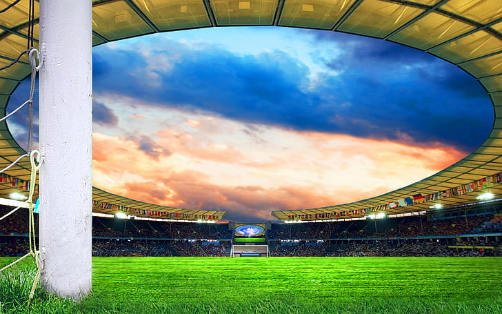 Estádio HD, campo aberto de futebol, esportes, estádio, HD papel de parede