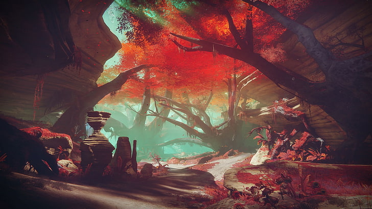 jeux vidéo, Destiny 2, paysage, arbres, Fond d'écran HD