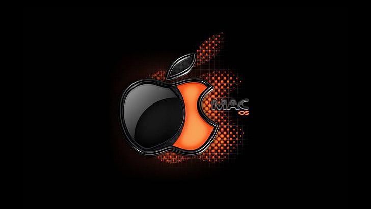 Logo Mac OS, MAC, SFONDO, NERO, LOGO, MELA, MARCHIO, Sfondo HD