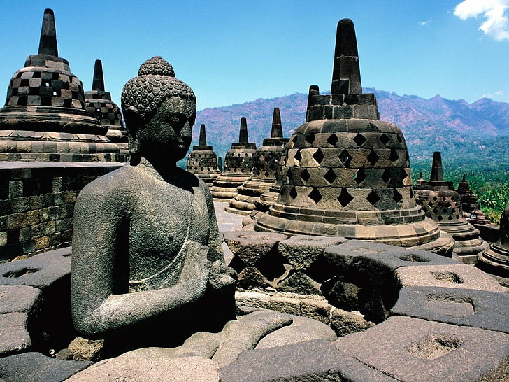Боробудур, Индонезия, религия, будизъм, HD тапет