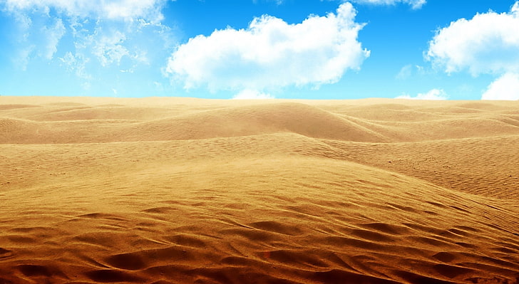 الصحراء - السماء ، حقل التربة البني ، الطبيعة ، الصحراء، خلفية HD