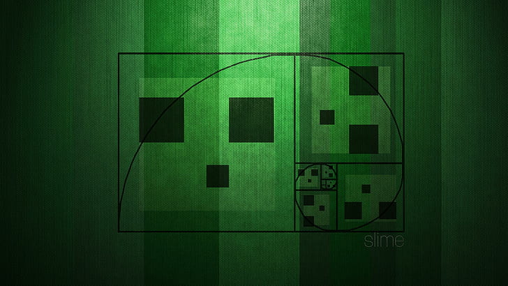 Fibonacci Spiral Green Minecraft Creeper HD, videojuegos, verde, minecraft, espiral, enredadera, fibonacci, Fondo de pantalla HD