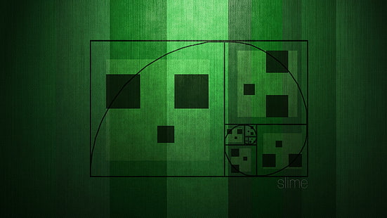 Fibonacci Spiral Green Minecraft Creeper HD, видеоигры, зеленый, майнкрафт, спираль, рептилия, Фибоначчи, HD обои HD wallpaper