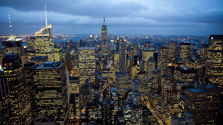 Ночной Нью-Йорк, ночь, город, нью-йорк, HD обои