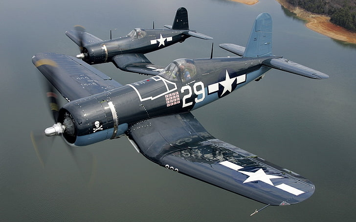 Pesawat Vair F4U Corsair, pesawat tempur hitam, Pesawat / Pesawat, pesawat, pesawat, Wallpaper HD