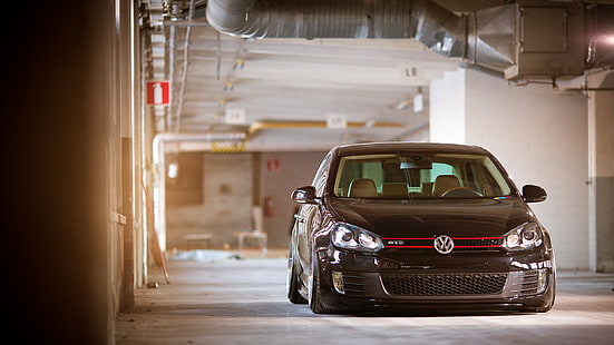черен Volkswagen Golf хечбек с 5 врати, черен, тунинг, Volkswagen, MK6, Jetta, GTD, HD тапет HD wallpaper