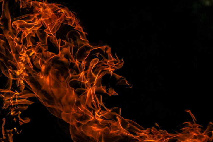 red flame wallpaper, fire, flame, dark background, HD wallpaper