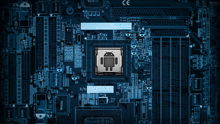 black computer motherboard, Android (operating system), HD wallpaper