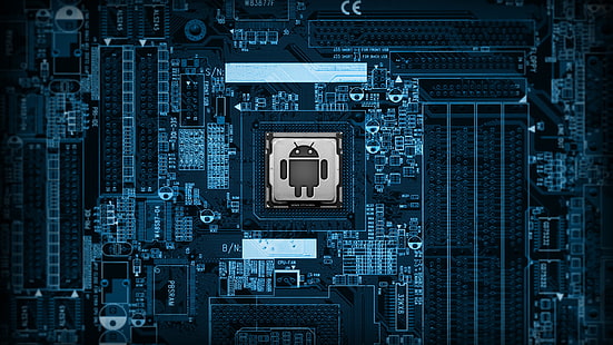 黒いコンピューターのマザーボード、Android（オペレーティングシステム）、 HDデスクトップの壁紙 HD wallpaper