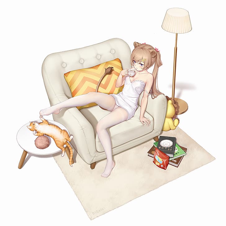 pantyhose, white pantyhose, anime girls, HD wallpaper