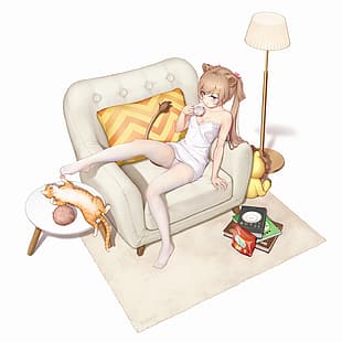rajstopy, białe rajstopy, anime dziewczyny, Tapety HD HD wallpaper