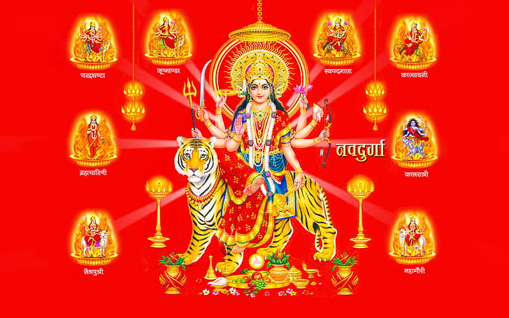 Maa Nav Durga Photo And Hd Wallpaper for Desktop 1920 × 1200, HD тапет