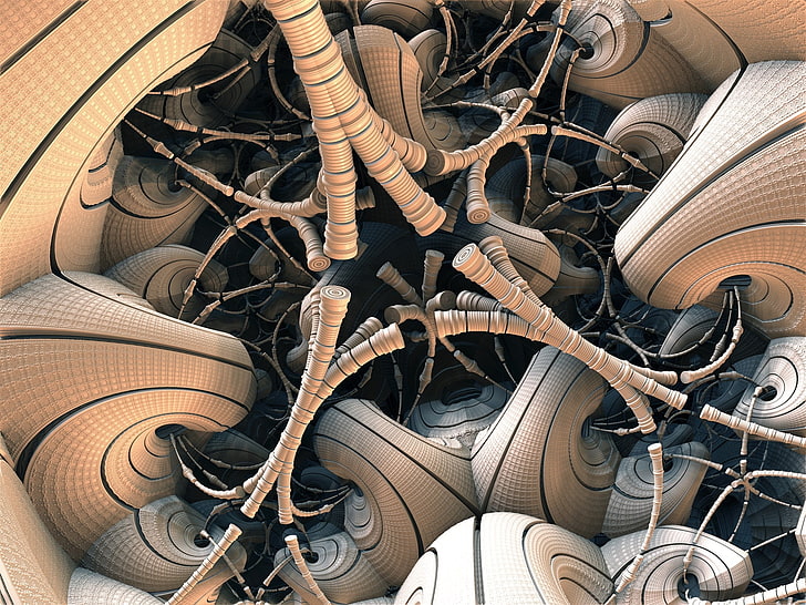 brown illusion illustration, immersion, fractal, figure, shape, HD wallpaper