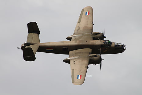 бомбардировщик, американский, североамериканский, двухмоторный, средний, Mitchell, B-25, HD обои HD wallpaper