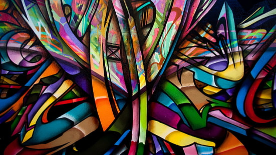 sztuka graffiti, abstrakcja, kolor, graffiti, ściana, grafika, malarstwo, zbliżenie, Tapety HD HD wallpaper