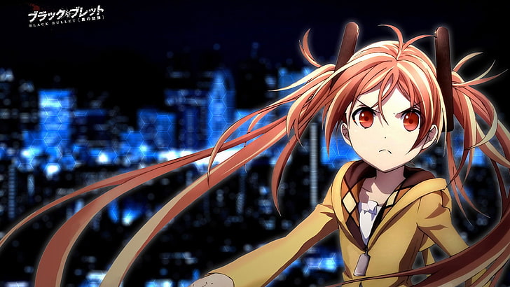 갈색 상단 디지털 벽지, 아이하라 엔주, 검은 총알을 입고 애니메이션 여자 캐릭터, HD 배경 화면