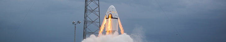 صاروخ أبيض وأسود ، فضاء ، قمر صناعي ، صاروخ ، SpaceX ، إطلاق ، أمريكا الشمالية ، اختبار Elon Musk، خلفية HD