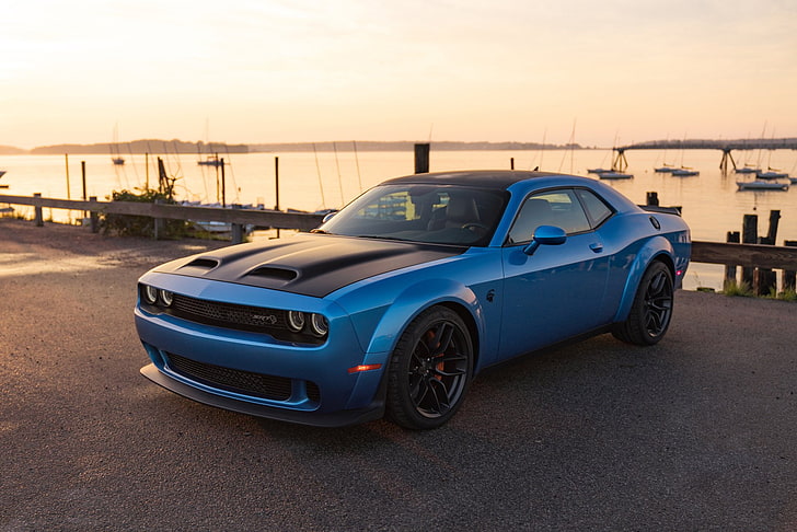 Dodge, Dodge Challenger SRT, Blue Car, Car, Dodge Challenger, Muscle Car, Vehicle, HD wallpaper