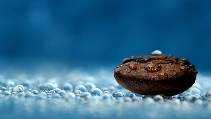 Water droplets grains Close Up Macro of coffee, coffee, water, HD wallpaper