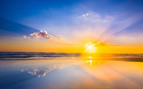 พระอาทิตย์ขึ้นทะเลชายหาดเมฆท้องฟ้าพระอาทิตย์ขึ้นทะเลชายหาดเมฆท้องฟ้า, วอลล์เปเปอร์ HD HD wallpaper