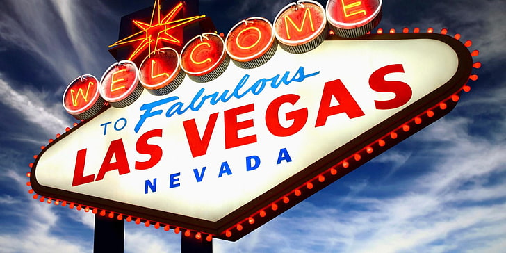 Bienvenue à la fabuleuse signalisation de Las Vegas Nevada, Las Vegas, USA, enseignes, néon, Fond d'écran HD
