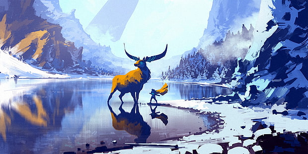 ภาพประกอบสัตว์สีน้ำตาล Anton Fadeev แนวคิดศิลปะงานศิลปะศิลปะดิจิทัล, วอลล์เปเปอร์ HD HD wallpaper