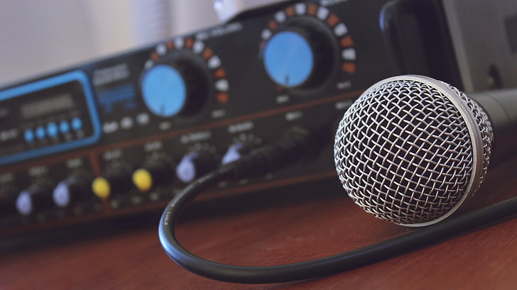schwarzes Mikrofon, Mikrofon, Musik, Verstärker, HD-Hintergrundbild