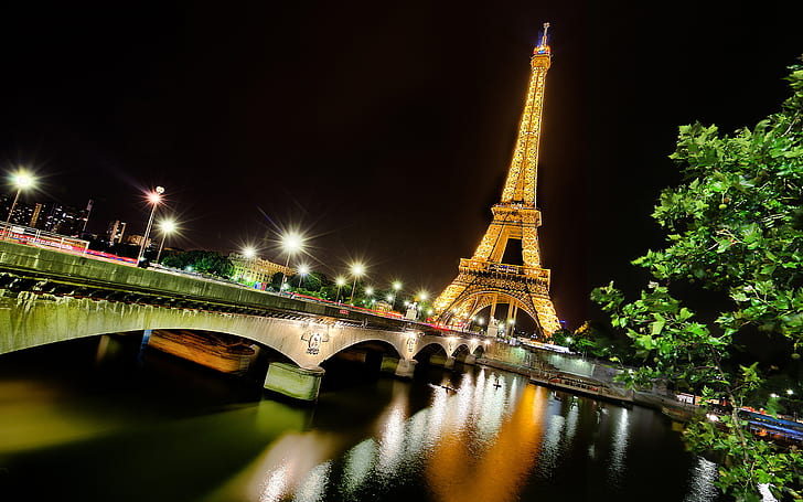 Torre Eiffel-en-noche-río Sena-Jena Bridge fondo de escritorio HD-2560 ×  1600, Fondo de pantalla HD | Wallpaperbetter