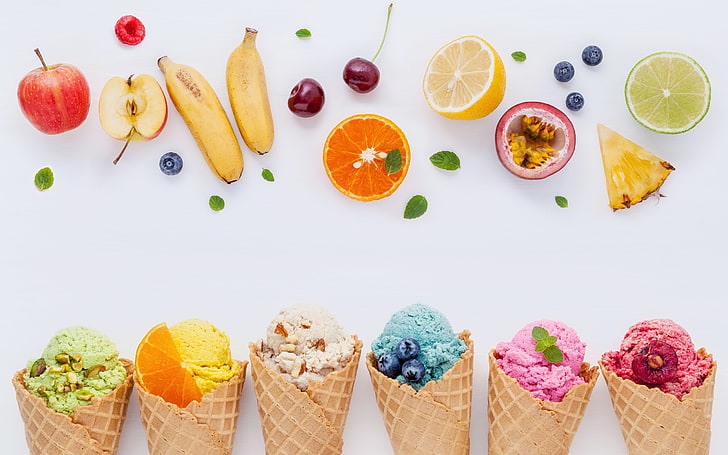fruit, ice cream, food, sweets, HD wallpaper