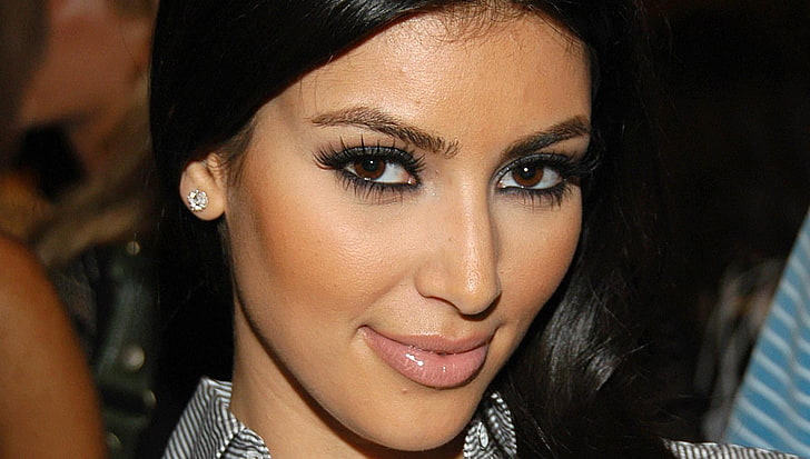 Kim Kardashian, Kim Kardashian, maquillage, visage, célébrité, Fond d'écran HD