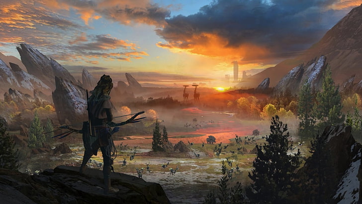 video game poster, video games, Horizon: Zero Dawn, Aloy (Horizon: Zero Dawn), HD wallpaper