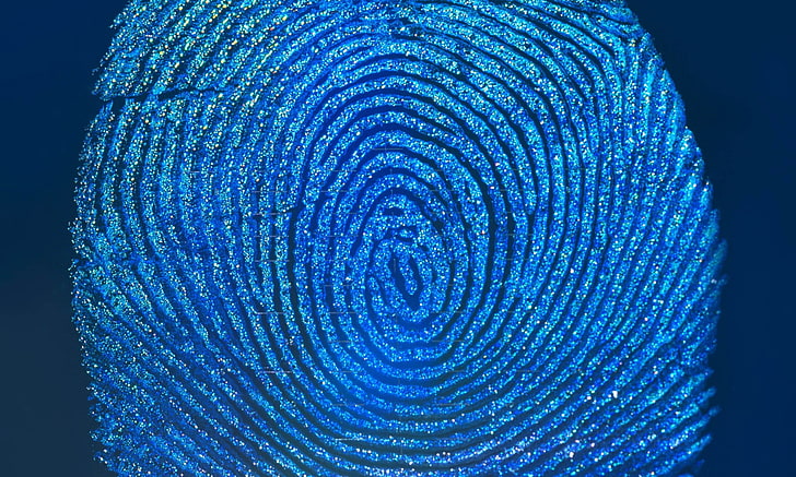 thumb mark, minimalism, fingerprints, abstract, blue background, cyan, HD wallpaper