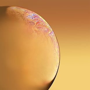 Earth, Planet, Bubble, Yellow, Red, iPhone XR, iOS 12, Stock, HD, HD wallpaper HD wallpaper