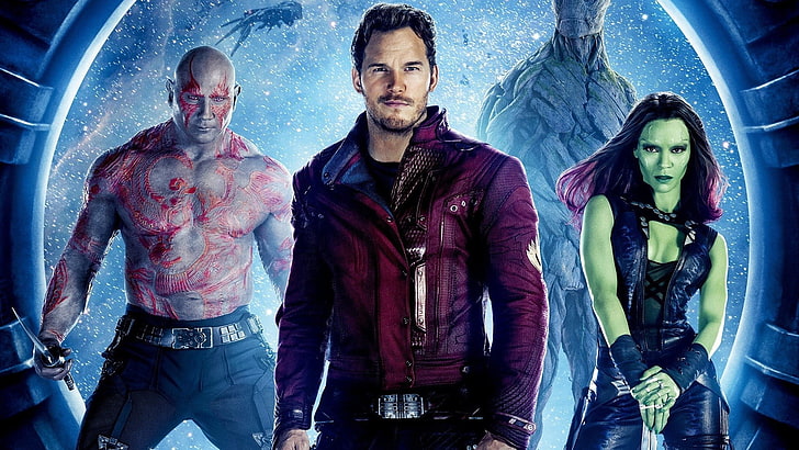 Drax The Destroyer, Gamora, Guardians Of The Galaxy, movies, Rocket Raccoon, Star Lord, HD wallpaper