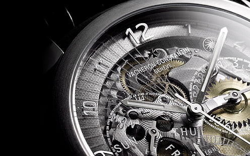 round mechanical watch, macro, watch, mechanism, HD wallpaper HD wallpaper