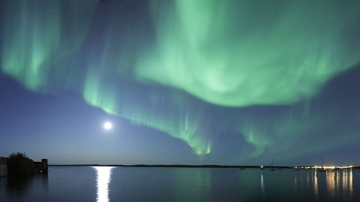 Aurora Borealis Northern Lights Ocean HD, nature, ocean, lights, aurora, borealis, northern, HD wallpaper