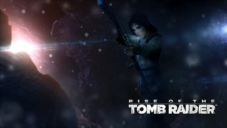 Rise of the Tomb Raider, plakat Rise of the Tomb Raider, Rise of the Tomb Raider, Crystal Dynamics, Lara Croft, śnieg, łuk, strzały, Tapety HD