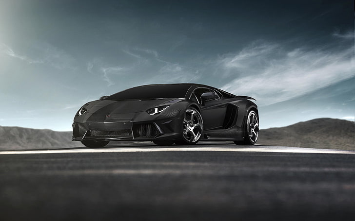 черный Ламборджини Авентадор, Lamborghini, Ламборджини Авентадор, Проектные автомобили, авто, HD обои