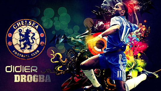 Didier Drogba, didier drogba, football, chelsea, logo, HD wallpaper HD wallpaper