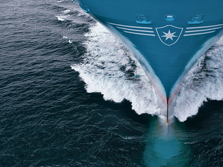 Porte-conteneurs, Maersk, Maersk Line, nature, photographie, mer, bateau, véhicule, eau, vagues, Fond d'écran HD