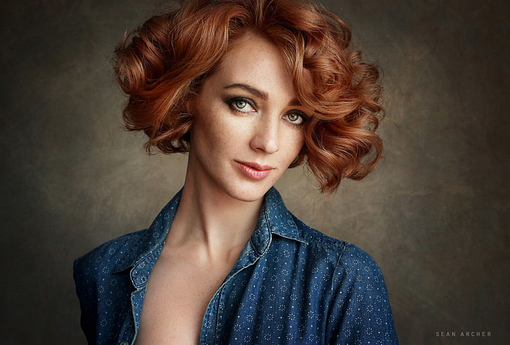 wanita, Sean Archer, potret, berambut merah, Wallpaper HD