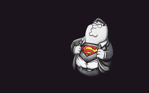 Peter Griffin, czarny, rodzina, Family Guy, wybiórcze kolorowanie, kreskówka, minimalizm, proste tło, Tapety HD HD wallpaper