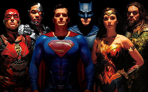 Movie, Justice League (2017), Batman, Cyborg (DC Comics), DC Comics, Flash, Gal Gadot, Henry Cavill, Superman, Wonder Woman, HD тапет HD wallpaper