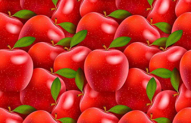 Apples, apple, pattern, red, luminos, fruit, green, mar, texture, paper, skin, HD wallpaper