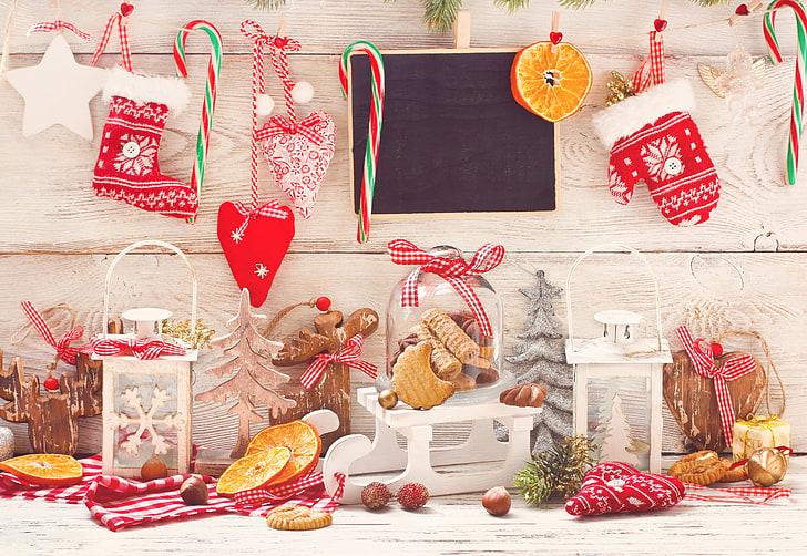 lote sortido de decoração de Natal, neve, decoração, bolas, ano novo, natal, natal, biscoitos, feliz, HD papel de parede