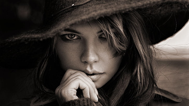 여자, 모델, 아나스타샤 Scheglova, 흑백, HD 배경 화면