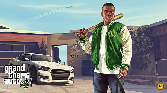 GTA Five illustration, Grand Theft Auto, Grand Theft Auto V, videospel, Franklin Clinton, HD tapet HD wallpaper