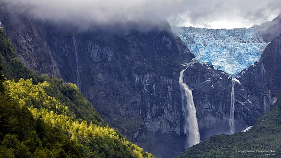 Висячий ледник, Патагония, Чили, водопады, HD обои HD wallpaper