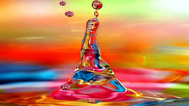 قطرة ، ملونة ، قطرات ، قطرات ماء ، ألوان، خلفية HD
